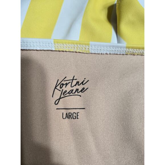 Kortni Jeane large women's  yellow striped high waist swimsuit bottom - Picture 3 of 3